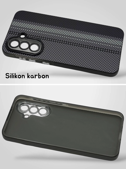 Чехол Samsung Silicone Carbon для A56, A16, A17, A57, A37, A54, A34, A15, A25, A33, A14