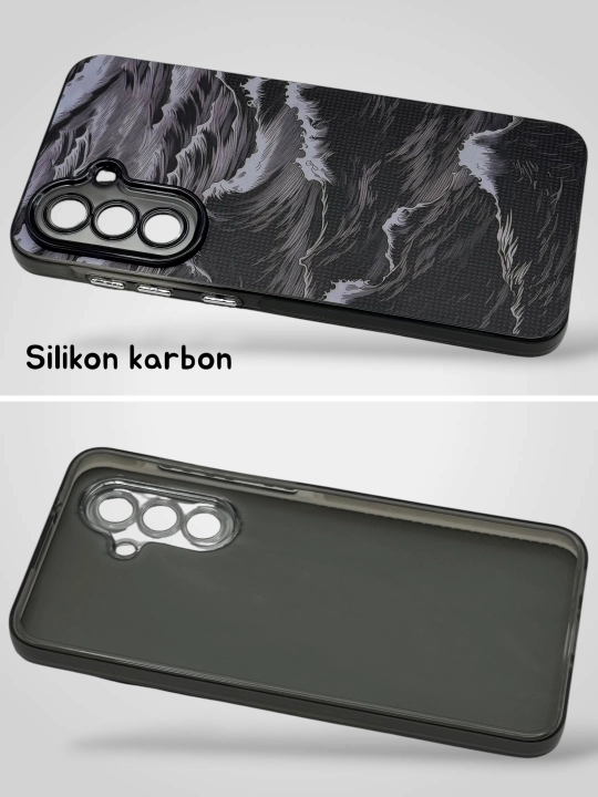 Чехол Samsung Silicone Carbon для A56, A16, A17, A57, A37, A54, A34, A15, A25, A33, A14
