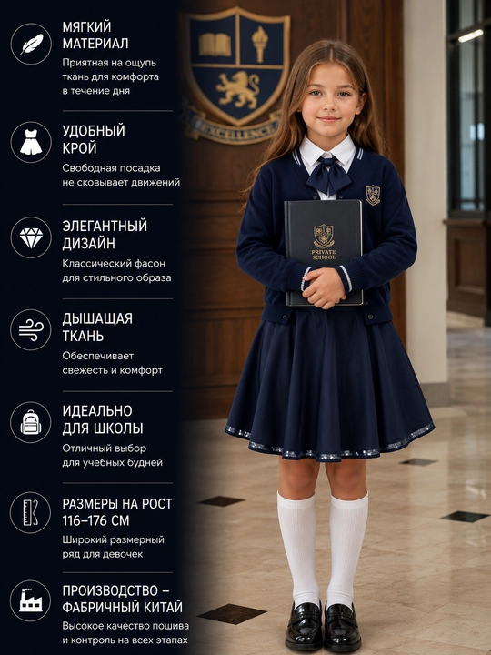 Школьная юбка для девочек, 6 видов