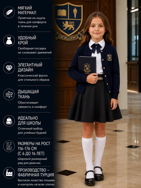 Школьная юбка для девочек, 6 видов