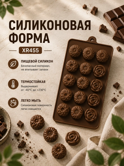 Anisa silikon qolipi – shokolad, konfet, muz va desertlar uchun - 