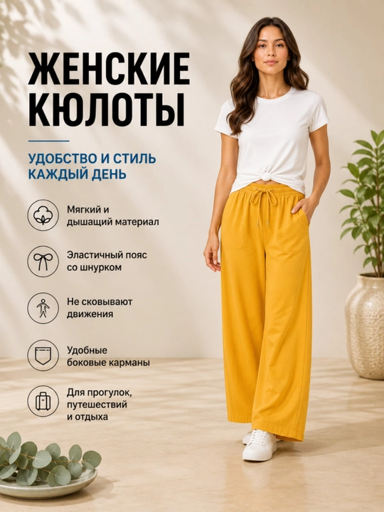 Летние кюлоты для женщин, широкие брюки для женщин - 