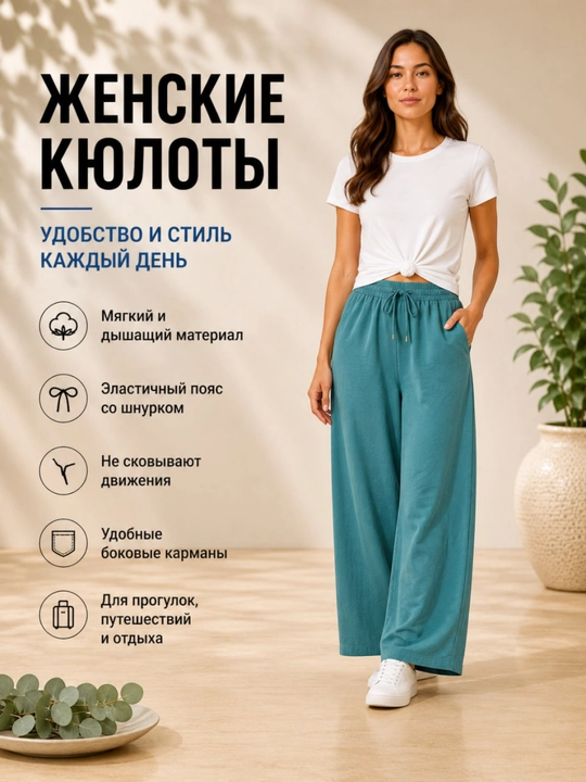 Летние кюлоты для женщин, широкие брюки для женщин - 
