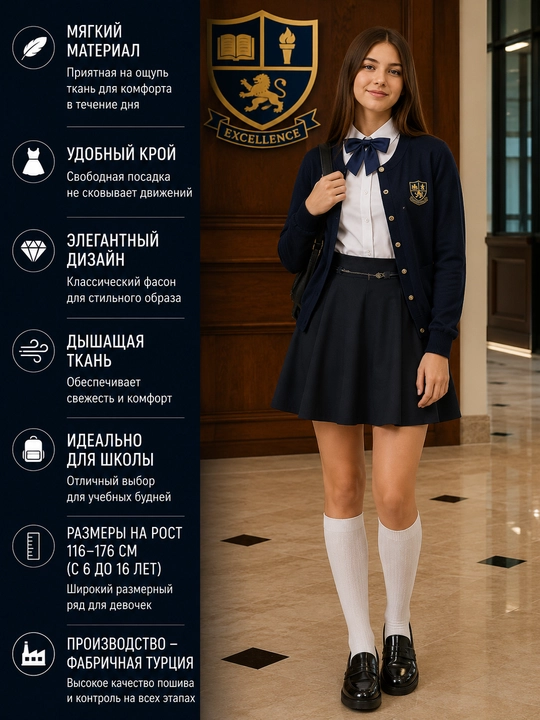 Школьная юбка для девочек, 6 видов