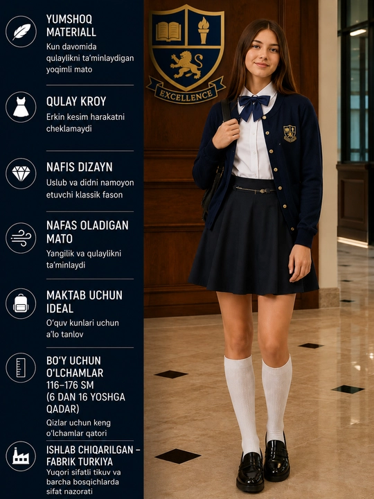 Qizlar uchun maktab yubka, 6 xil - 