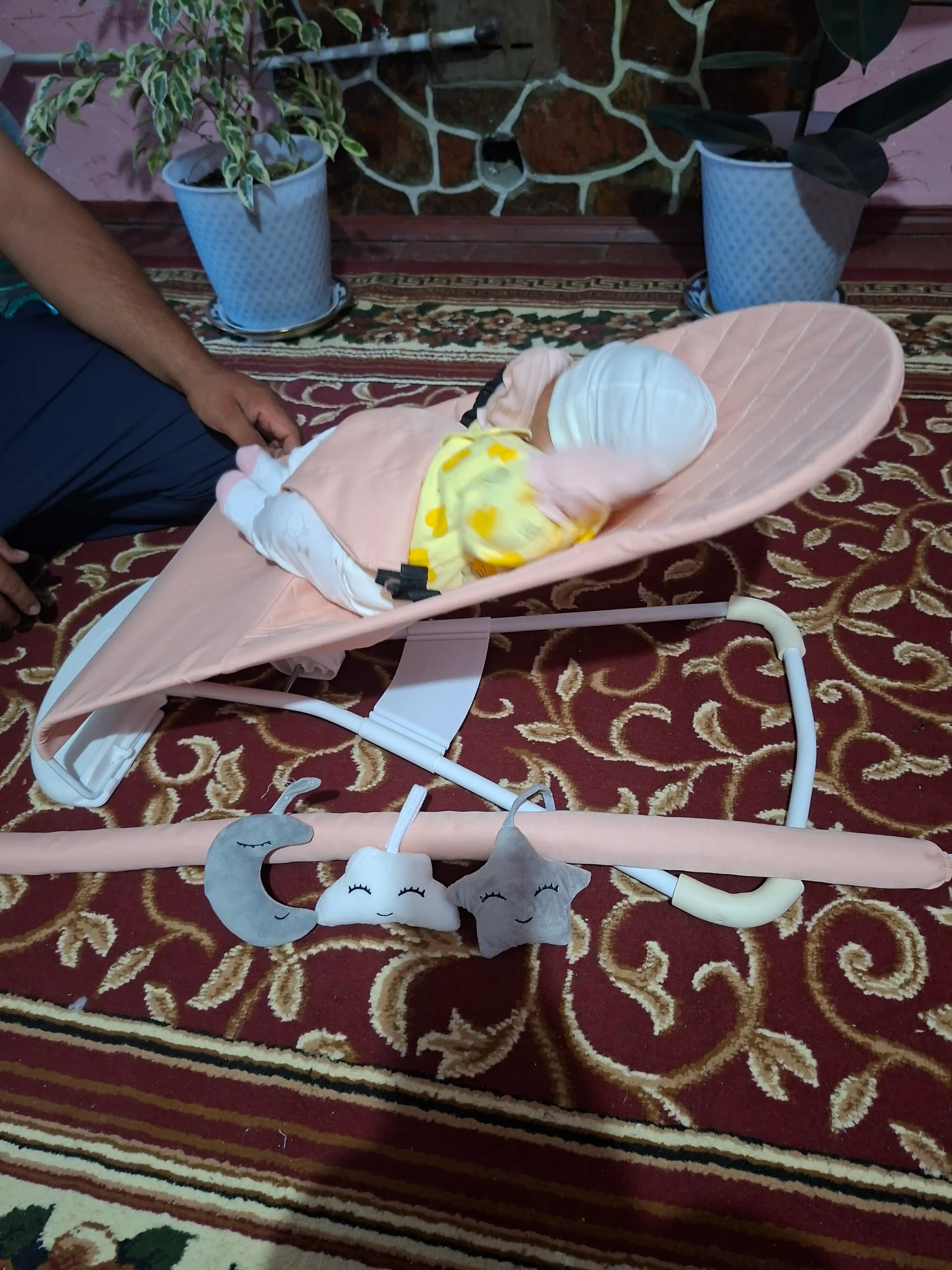 Шезлонг детский для новорожденного ребенка, складной, с игрушкой