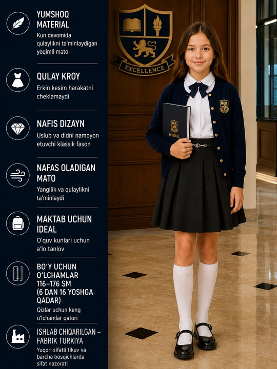 Qizlar uchun maktab yubka, 6 xil - 
