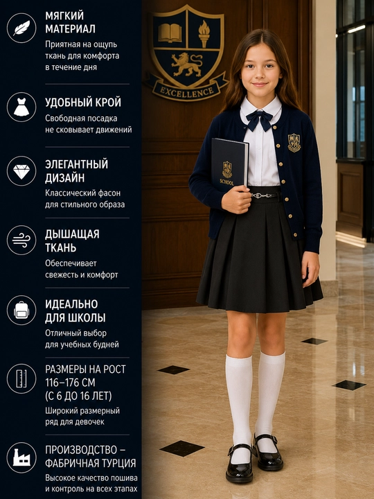 Школьная юбка для девочек, 6 видов