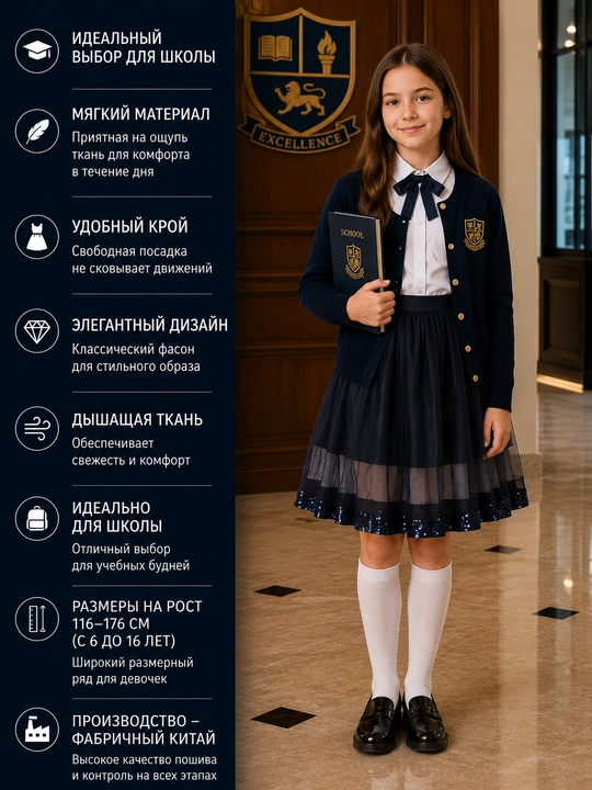 Школьная юбка для девочек, 6 видов