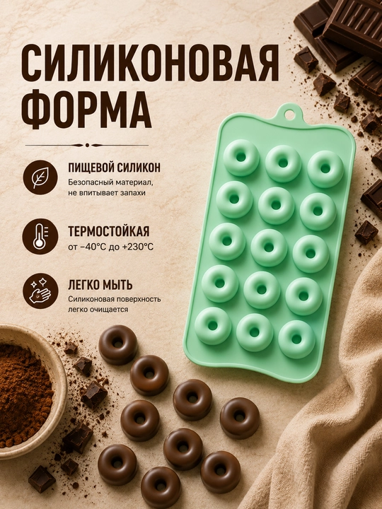 Anisa silikon qolipi – shokolad, konfet, muz va desertlar uchun - 