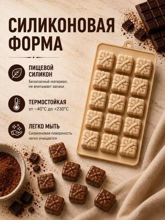 Anisa silikon qolipi – shokolad, konfet, muz va desertlar uchun - 