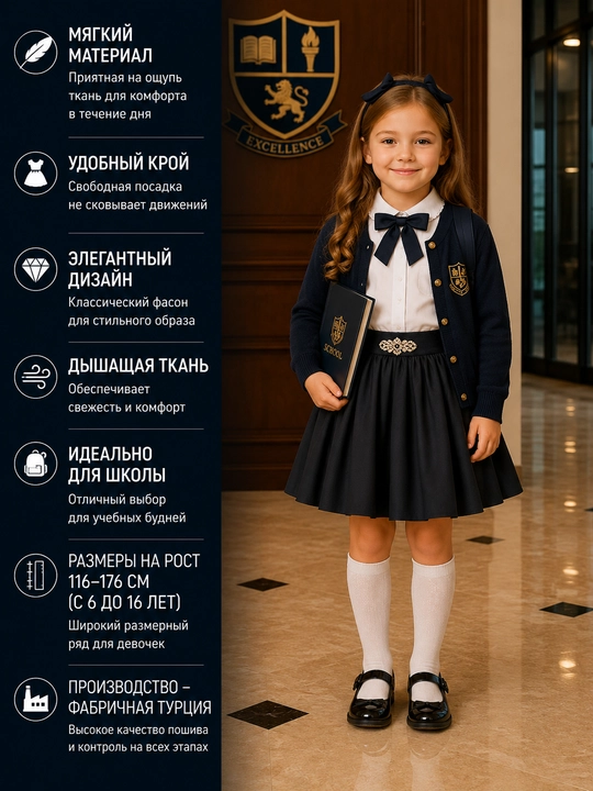 Школьная юбка для девочек, 6 видов