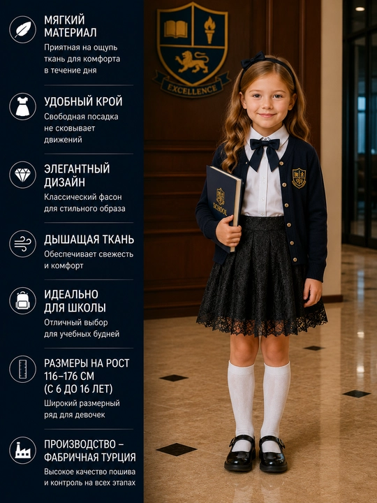 Школьная юбка для девочек, 6 видов