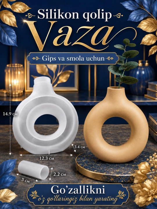 Silikon qolip, gullar uchun guldon, guldon qolipi, gips va smola uchun mold