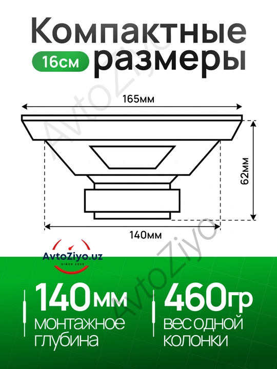 Колонки для авто TANBX TB-T65/55/45 MAX (10, 13, 16 см), динамики в двери и торпеду, 2 шт