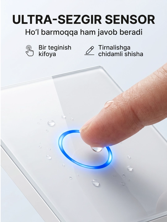 Aqlli sensorli Wi-Fi kalit Teknova smart chiroq o'chirgich, Yandex Alice , Tuya mos keladi