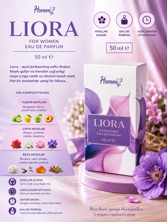 Homm Life Liora For Women Eau De Parfum 50 мл, Женские духи - 