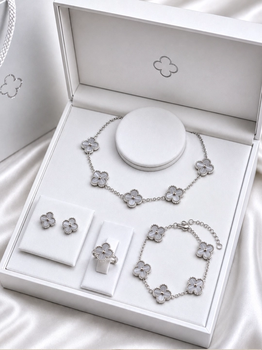 VAN CLEEF набор бижутерий, кольцо, серьги, цепочка, браслет