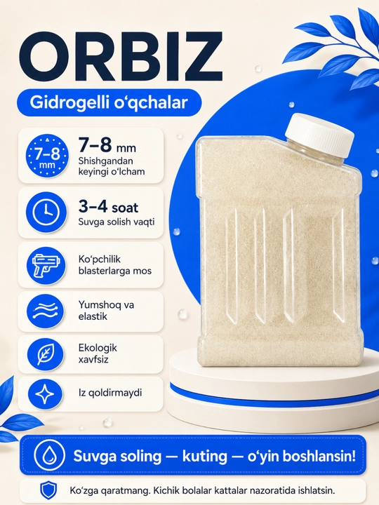 Gidrogeliyli sharchalar, 7-8 mm li blaster uchun orbitsalar
