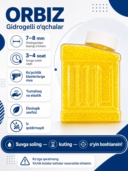 Gidrogeliyli sharchalar, 7-8 mm li blaster uchun orbitsalar - 