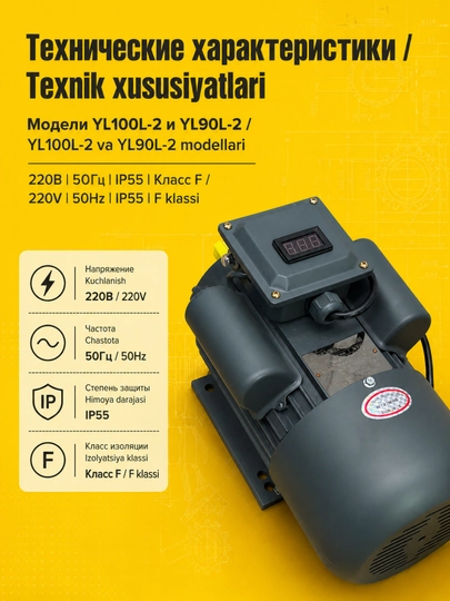 Bir fazali elektr motor MOON 3 kVt, 220 V, 3000 rpm