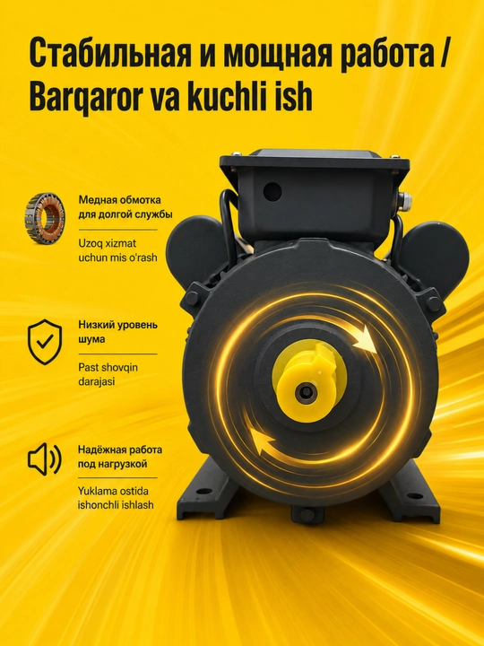 Bir fazali elektr motor MOON 3 kVt, 220 V, 3000 rpm