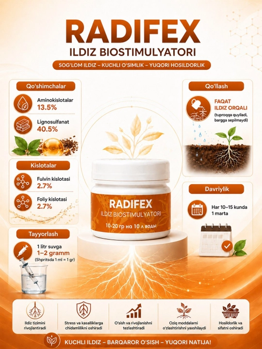 O‘simliklar uchun "Artifex Agrochem Radifex" o‘g‘iti, 100 g