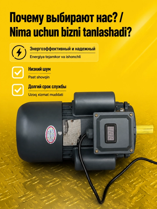 Bir fazali elektr motor MOON 3 kVt, 220 V, 3000 rpm