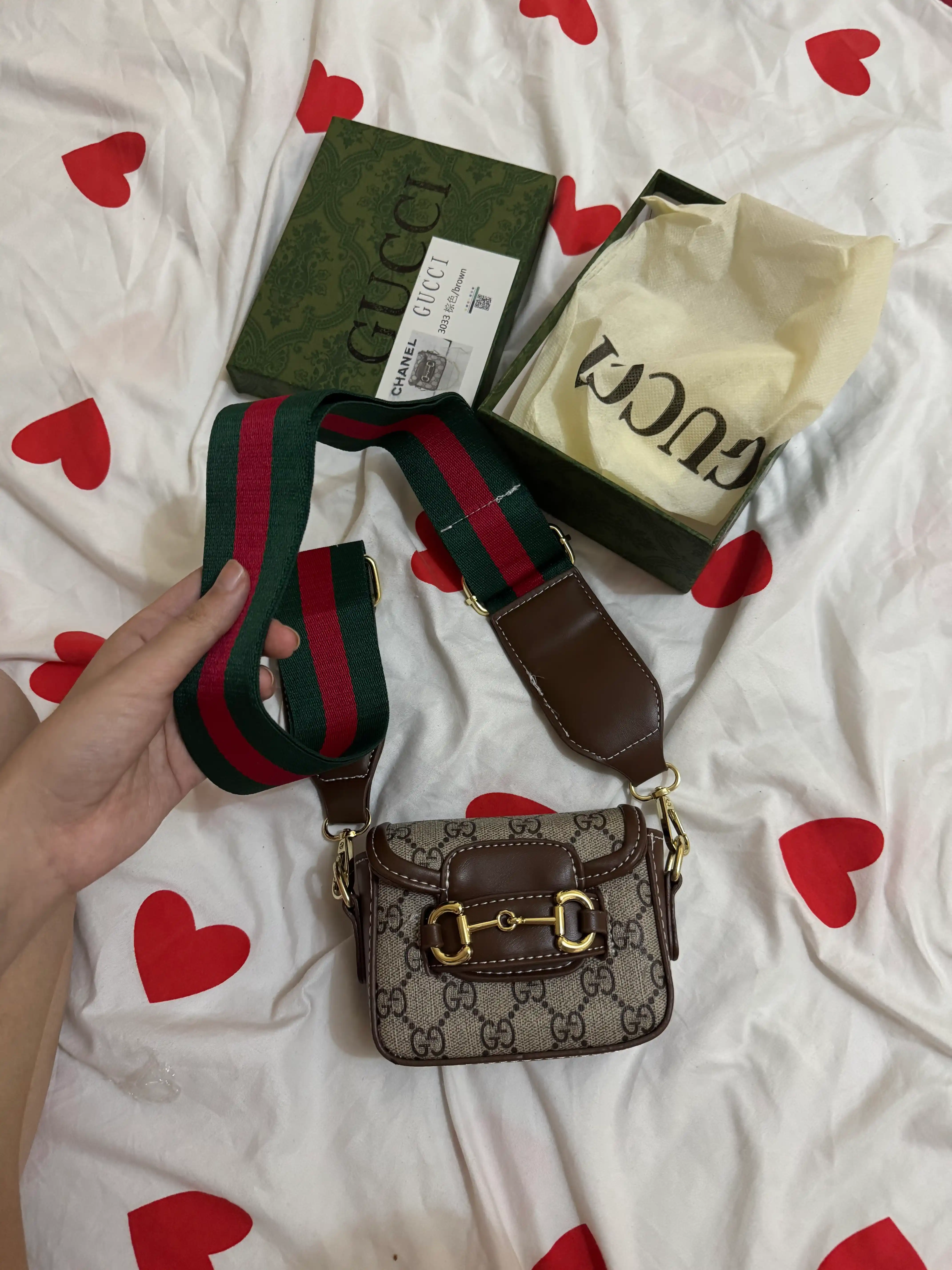 Gucci ayollar mini sumkasi, yelka orqali taqiladigan, kundalik kross bodi