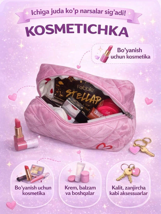 Har xil ismli kosmetichka, sayoxat uchun, organayzer, kundalik ishlatish uchun kosmetichka