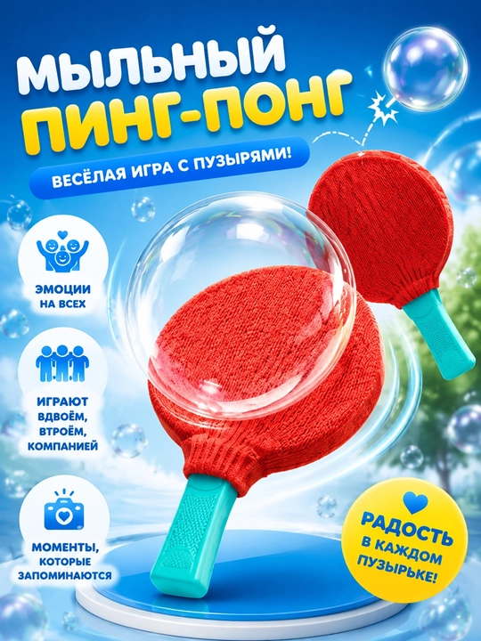 Детский пинг-понг с мыльными пузырями, для детей - 