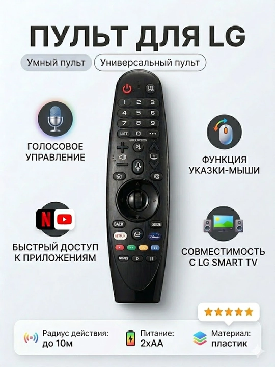 Пульт для телевизора LG Smart TV пульт с голосовым управлением Bluetooth
