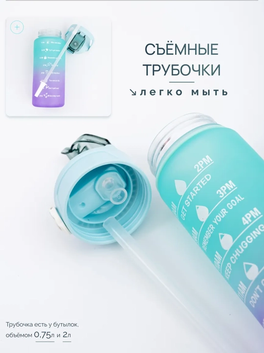 Бутылка для воды, спортивная бутылка, бутылка для фитнеса, с ремешком, с временной шкалой