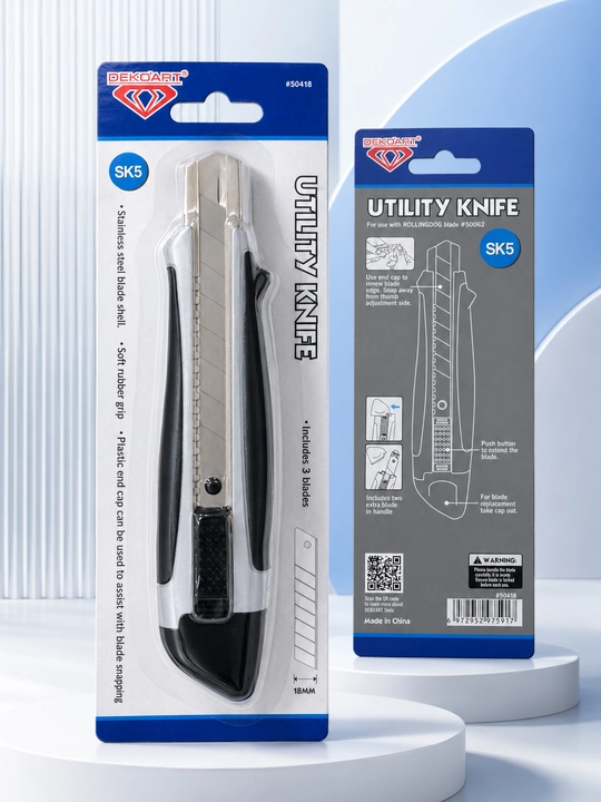 DEKO’ART Utility Knife SK5 18 mm kesish pichog‘i, almashtiriladigan lezviyali, 3 ta tig‘ - 