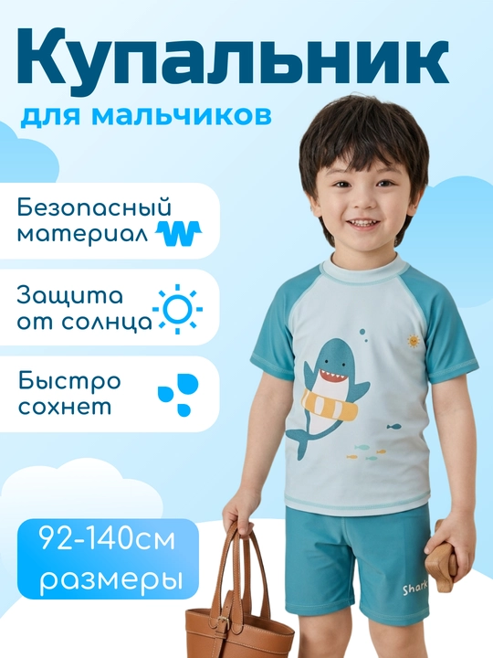 Купальник для мальчиков 2–10 лет с защитой UPF 40+ для плавания - 
