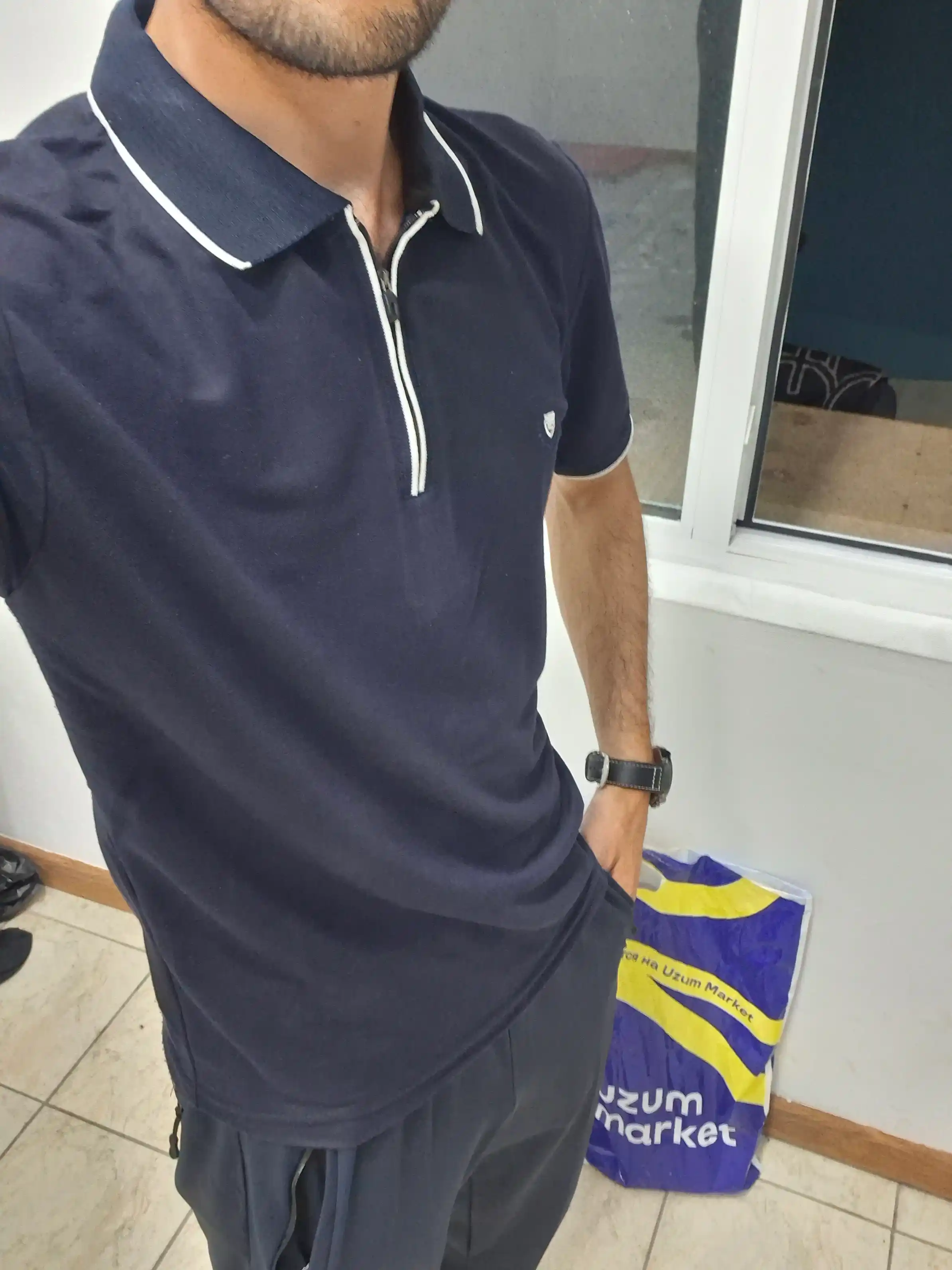 Erkaklar polo futbolkasi, paxta tolali, yozgi, nafas oluvchi, asosiy, yoqali