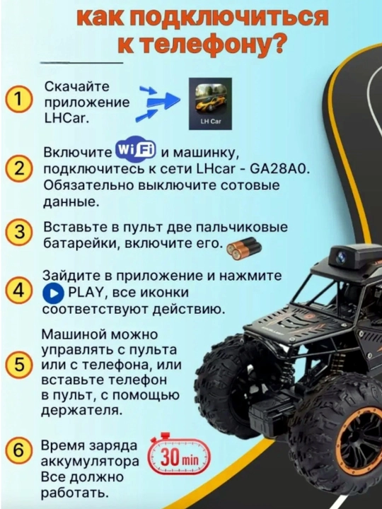 Машинка на пульте управления, радиоуправляемая, внедорожник, вездеход с камерой, wifi, джи