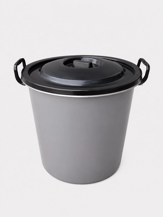 Universal plastik bak qopqoqli va tutqichli mustahkam xo'jalik idishi