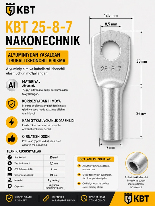 Kabel uchlari — ishonchli elektr ulanishi uchun - 