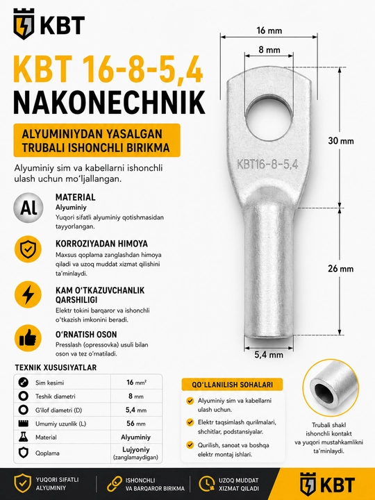Kabel uchlari — ishonchli elektr ulanishi uchun - 