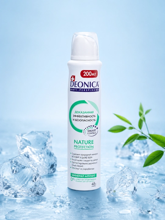 Антиперспирант Deonica Nature Protection, 200 мл, защита 48 часов, минерал алунит - 