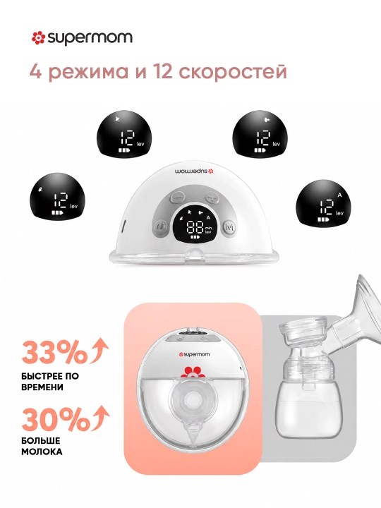 Elektr ko'krak suti sog'ish moslamasi, Supermom K7, 4 rejimli