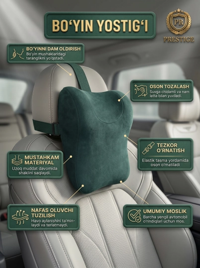 Avto yostiqcha, mashina o'rindig'i uchun bo'yin yostiq 1-dona