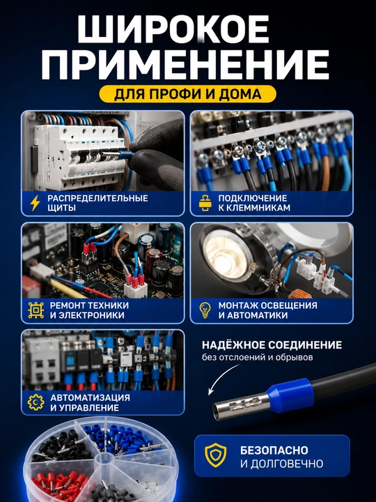 NShVI uchiqlar to'plami 0.5-2.5 mm² 400 dona plastik boksa-organayzerda