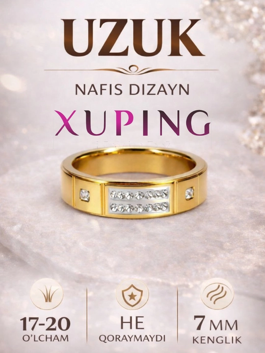 Ayollar uzugi Xuping, gipoallergen, qoraymaydi - 