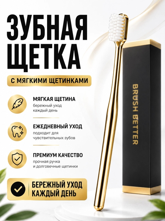 Premium Gold yumshoq tukli tish cho‘tkasi - 