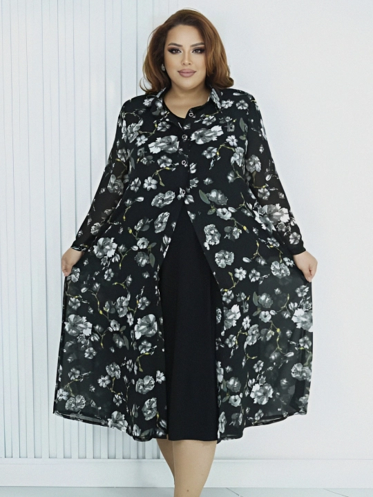 Elegant shifon libos, katta o'lchamli