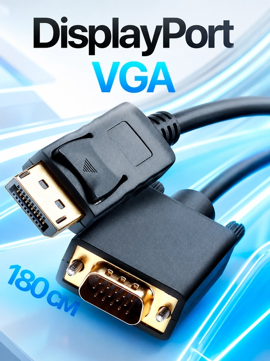 Кабель переходник, конвертер DisplayPort VGA, стандартный кабель, 1.8 м - 