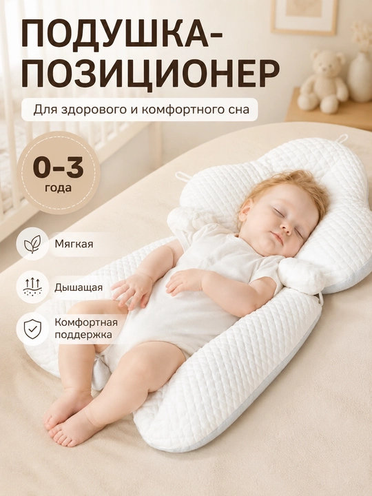 Подушка для новорожденных, позиционер ортопедический - 