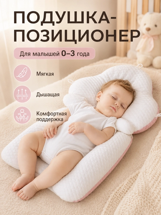Подушка для новорожденных, позиционер ортопедический - 